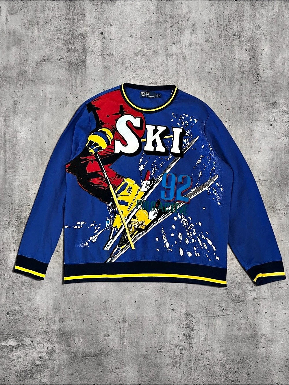 Polo Ralph Lauren Rare Ski 92 Polo Active Ski Graphic Sweatshirt Blue XL VTG